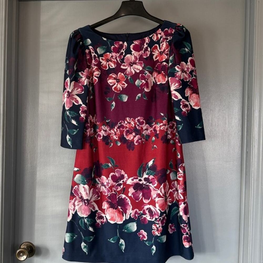 Jessica Howard A-Line Floral Lined Dress 3/4 Sleeves sz 12 Petite Cottagecore